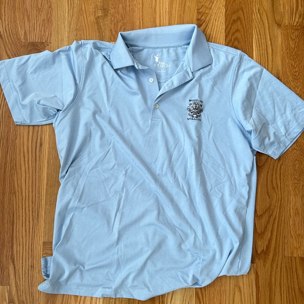 Men’s F&G Tech Baby blue Polo, Whistling Straights